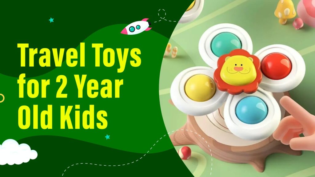 Best travel toys for toddlers laid out in a travel bag